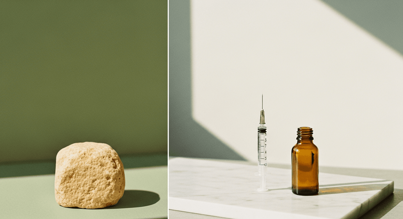 Abstract teal-green elongated molecular structure with albumin-binding domain visualization, soft clinical lighting