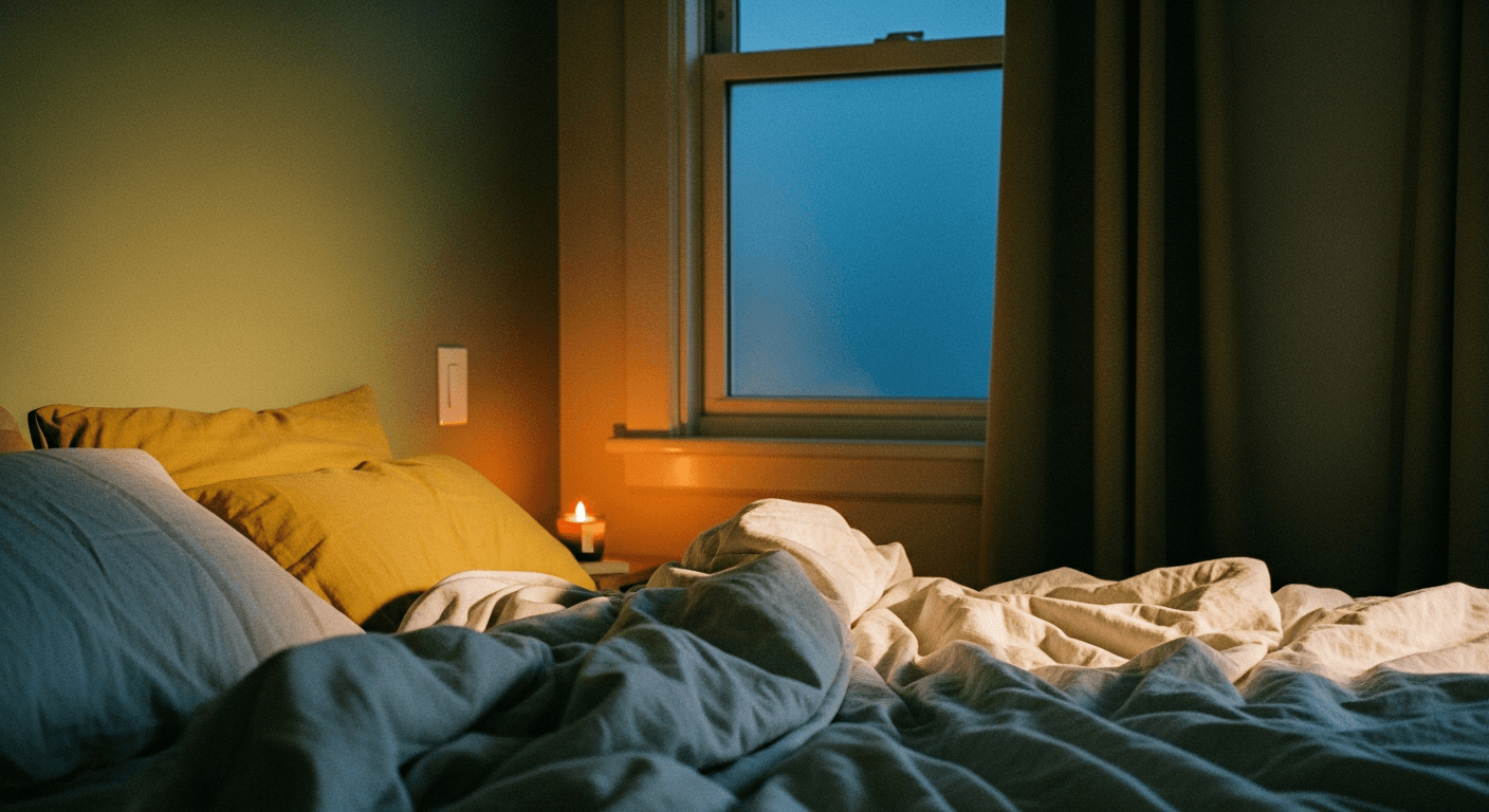 Abstract deep indigo translucent molecular chain evoking slow-wave sleep rhythms, soft ambient glow