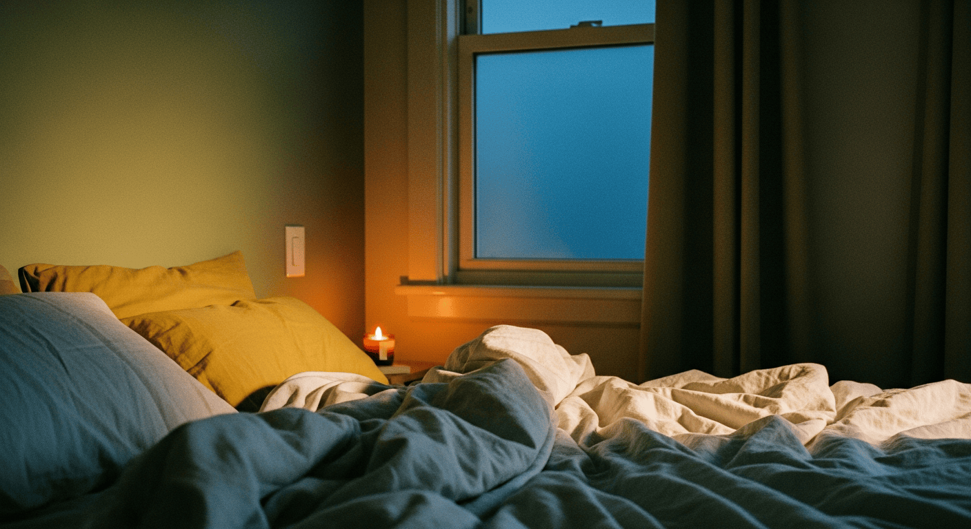 Abstract deep indigo translucent molecular chain evoking slow-wave sleep rhythms, soft ambient glow